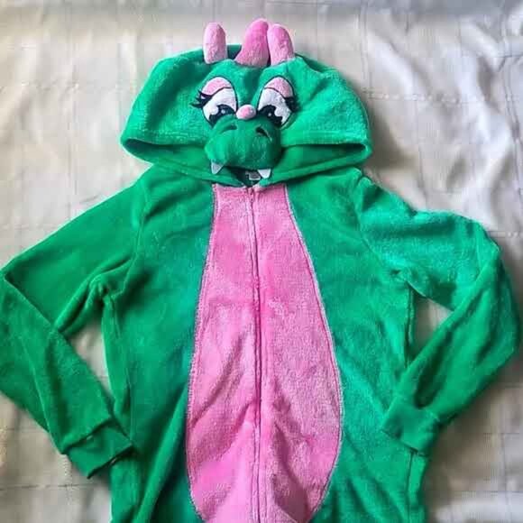 LIKE NEW LOVE PEACE DREAMS DINOSAUR ADULT ONESIE SIZE LARGE - Picture 2 of 6